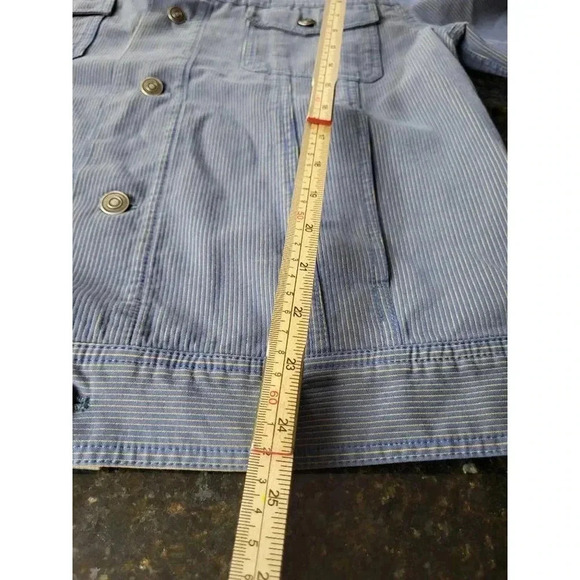 Marc Jacobs Jean Jacket Mens Blue Striped Button Pockets Collar Cotton 25" M - Picture 4 of 8